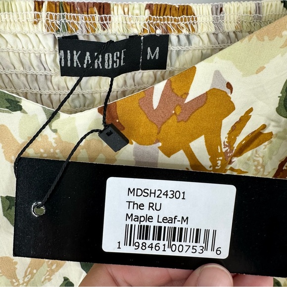 Mikarose Womens Cassia Puff Sleeve Dress Medium Floral V-Neck Cottage Pleats NEW - Picture 4 of 10